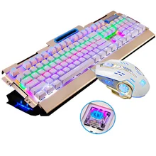 New Mechanical Keyboard 104 Key Blue Black Switch Rainbow Backlit Gaming Keyboard for PC Game Teclado Gamer+Pro Gaming Mouse
