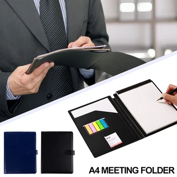 

A4 File Folder PU Leather Manager Bag Organizer Office Supplies Document Business Storage Card Holder A4 Clipboard Folder
