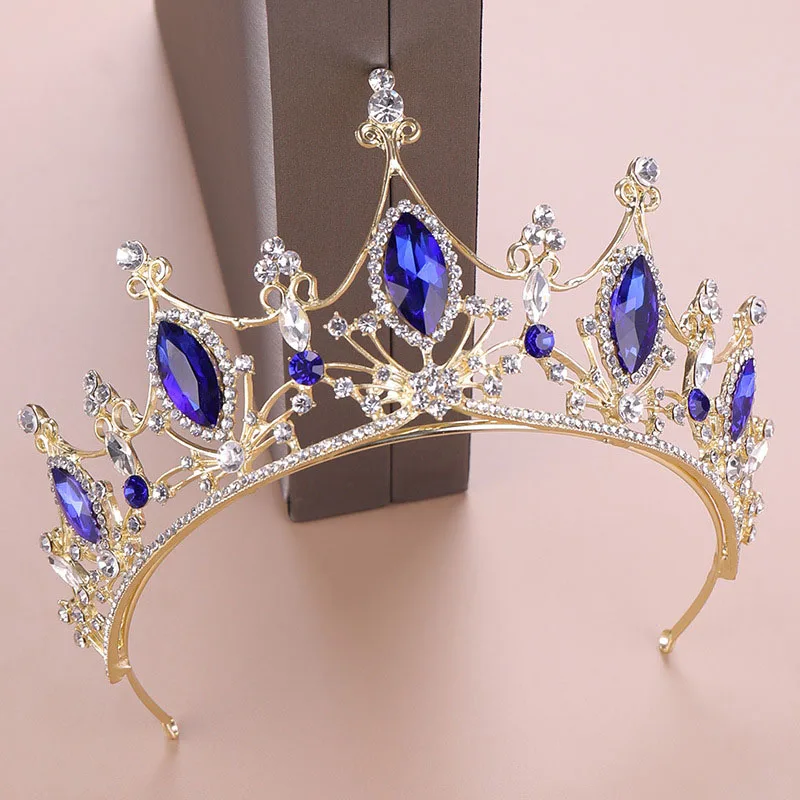 1 Set Conjunto De Corona, Collar Y Aretes Con Cristales En Forma De Gota De Agua Para Novia Para Boda, Baile De Graduación, Fiesta De Cumpleaños, Accesorios Para El Cabello, Tiaras, Halloween