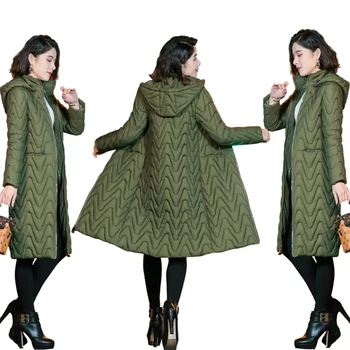 

KMETRAM Winter Jacket Women 2018 Ladies Hooded Thick Down Cotton Vintage Female Long Parkas Slim Black Coat Parka Mujer MY444