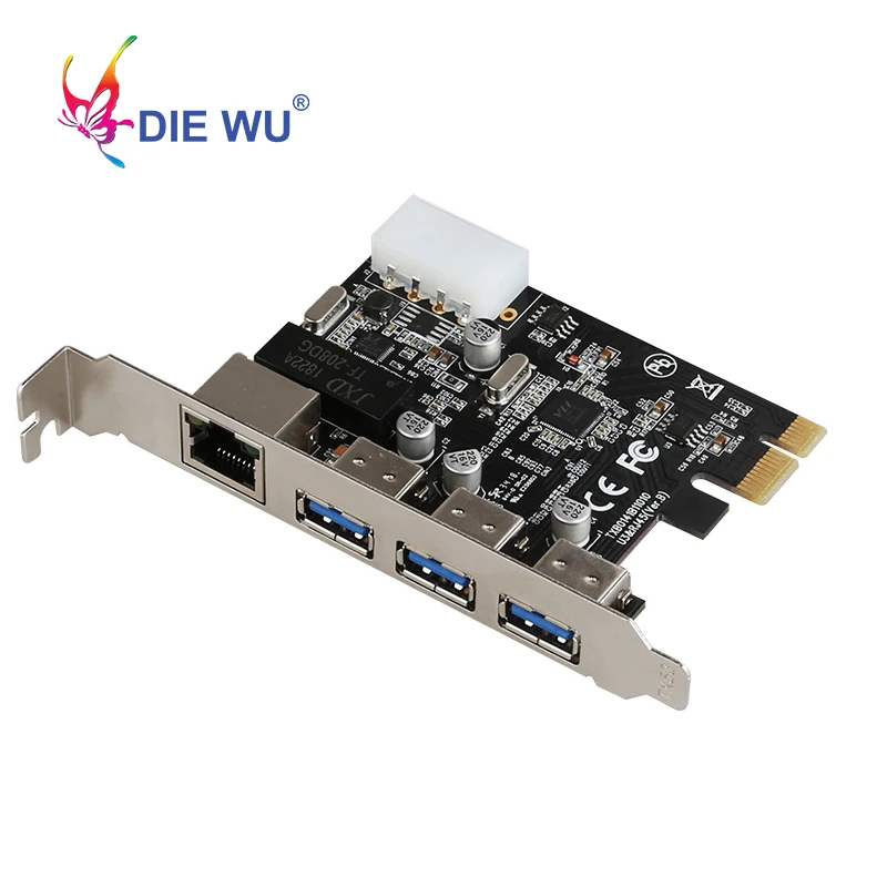 

PCI Express to 3 port USB3.0 1 port RJ45 network adapter connection PCI Express network Expansion card TXB014