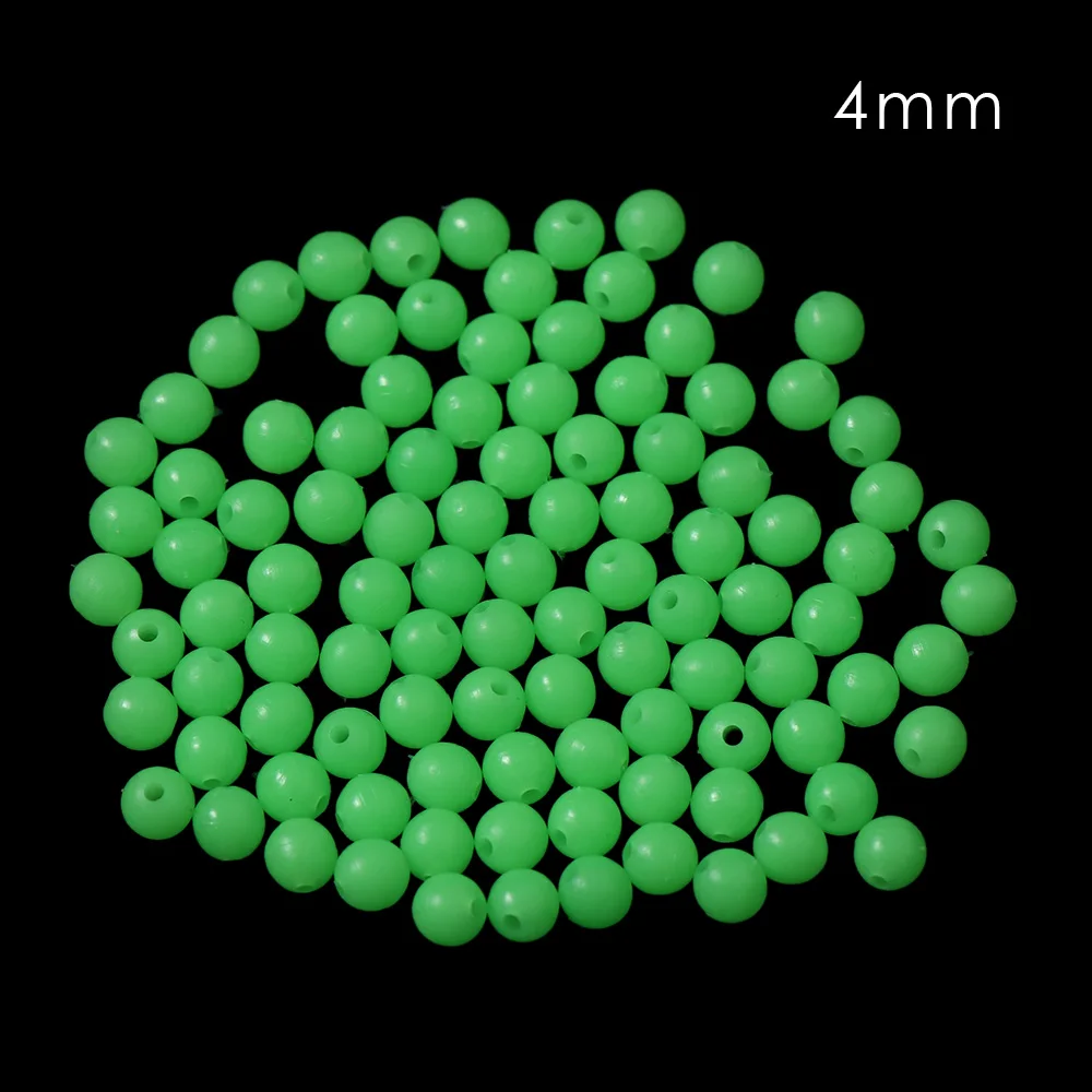 100 шт./пакет 4/5/6/8 мм Рыболовные Поплавки бусины светящиеся шары буй световой светильник ночное морские рыболовные снасти рыболовные принадлежности - Цвет: 4mm  green