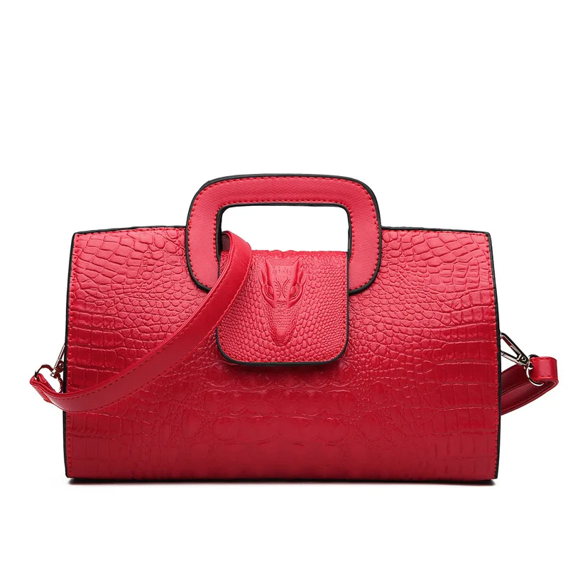 С новым узором под крокодиловую кожу; Для женщин кожаные сумки из натуральной кожи модные женские сумки через плечо сумки вечерний клатч сумка через плечо, сумка-клатч с верхней ручкой - Цвет: Красный