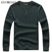 Env мужской свитер для отдыха, мужской классический декоративный пуловер на пуговицах, мужской однотонный простой приталенный свитер с v-образным вырезом, 4 цвета