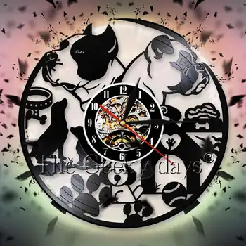 

I Love Dog Wall Clock French Bulldog Dog Vinyl Record Wall Clock Animal Pet Pug Puppy Wall Watch Wall Decor Bulldog Lover Gift