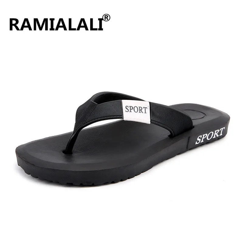 Ramialali пляжные тапочки мужские Вьетнамки Летние сандалии для мужчин Sandalias Плайя мужские сандалии Homme черный - Цвет: Черный