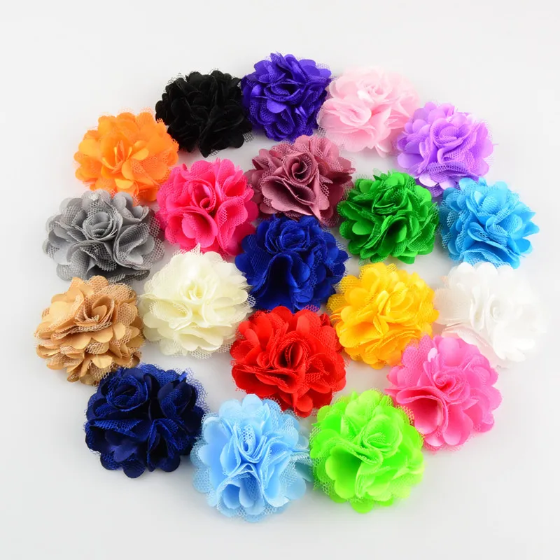 300 pcs/lot , Satin Mesh Flowers 2" inch For DIY Supplies Headbands
