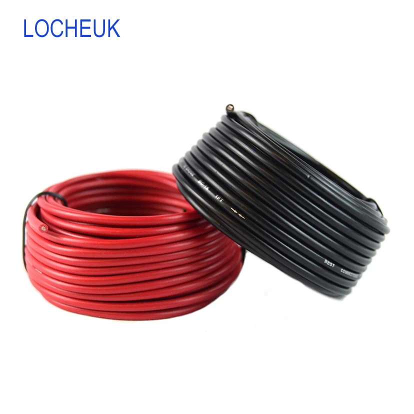 Силиконовые провода 12AWG14AWG16AWG18AWG20AWG22AWG24AWG 26AWG28AWG30AWG теплостойкий Мягкий Витой электрический кабель 1 метр Черный 1 метр Красный