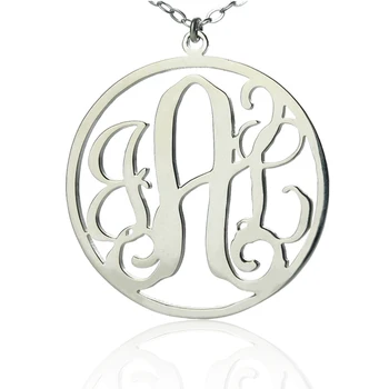 

AILIN Free shipping -1.25 "Personalized Sterling Silver Name Necklace Circle Shape Monogram Necklace