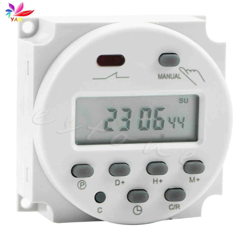 Digital LCD Disp lay Power Timer Programmable AC 12 V 16A Relay Time
