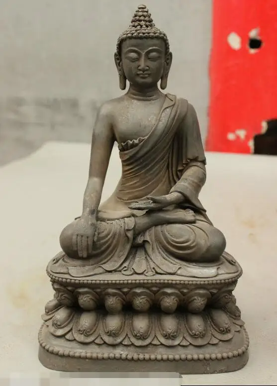 

S03959 9" Ancient Handcraft Pure Bronze Shakyamuni Sakyamuni Tathagata Buddha Statue