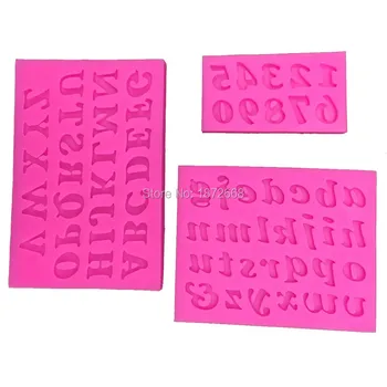 

3d English letters and Numbers fondant cake mould soap kitchen baking chocolate silicone mold 100sets(1set=3pcs) Free DHL/Fedex