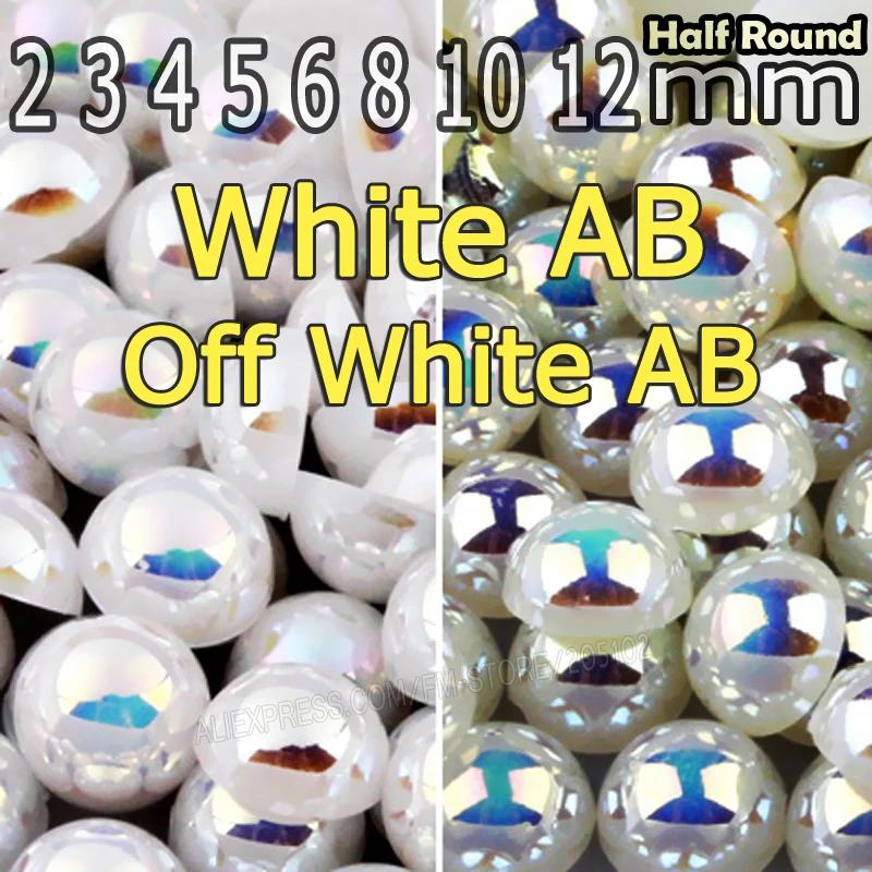 Hovedsagelig opskrift Mentor Off White Beige AB & White AB Half Round Flat back Pearl beads mix sizes 2  3 4 5 6 8 10mm ABS imitation pearls for DIY Nail Art|beads mix|pearl  beadspearl beads mixs - AliExpress