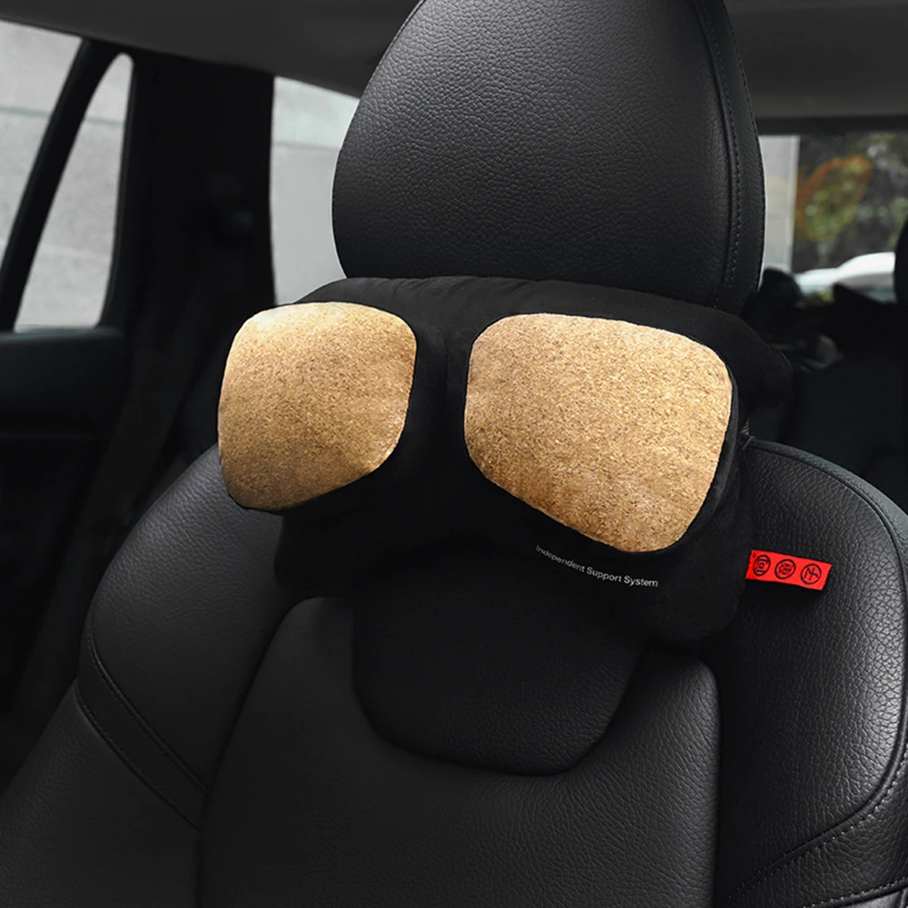

Car Headrest Four Seasons Universal Car Pillow Neck Pillow Car Accessories Soft Pad Natural Fur Twin Leather Double-layer