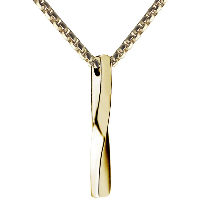Vertical Twisted Bar Necklaces Pendants Gold Stainless Steel Chains