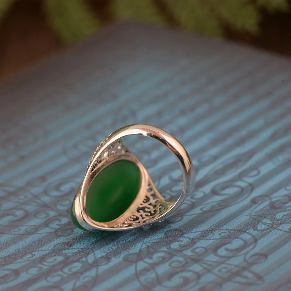 FNJ 925 Серебряное овальное кольцо с черным зеленым камнем,, S925 Стерлинговое тайское серебро, кольца для женщин, ювелирное изделие, регулируемый размер