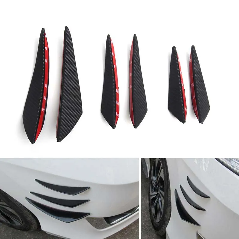 6x Universal Carbon Fiber Look Front Bumper Fin Splitter Spoiler Canard Valence. 6x Universal Carbon Fiber Look Front Bumper Fin Splitter Spoiler Canard Valence.