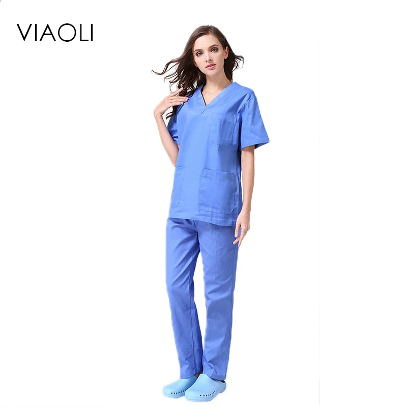 Viaoli Women Uniform Short Sleeve Uniform Nurse Clothing Uniformes Medicos Medical Suit Lab Medical Coat Clothing
