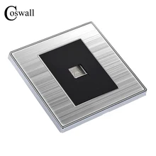 COSWALL один телефон Роскошная настенная розетка питания Fone выход Enchufe из нержавеющей стали Матовая серебристая панель электрическая вилка
