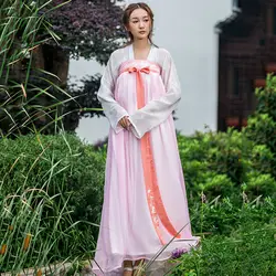 Женский Hanfu розовый костюм для классических танцев китайская фея платье Восточный вышивка карнавальный наряд народная одежда DF1060