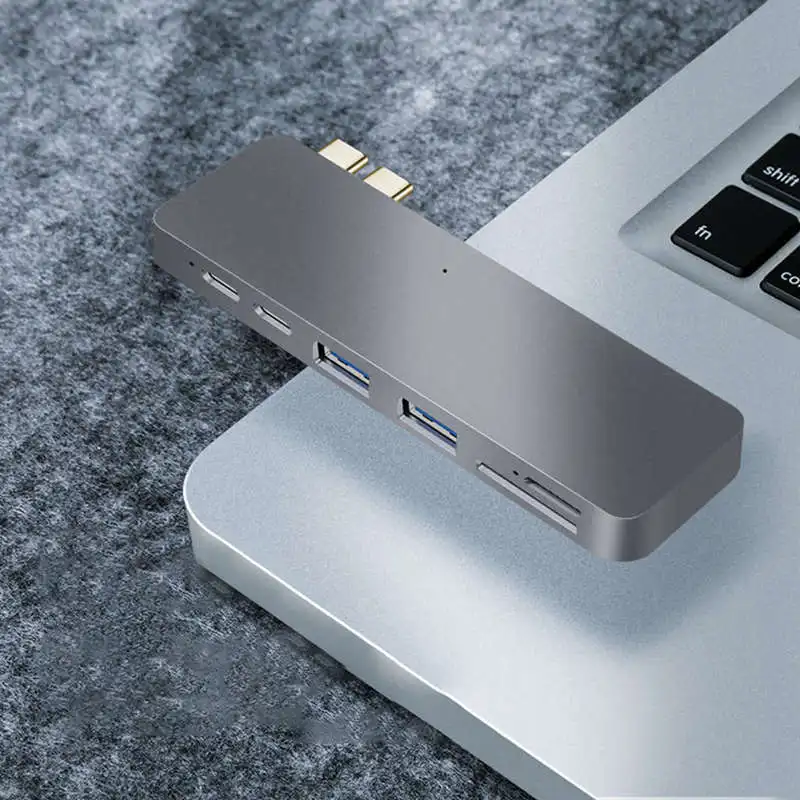 7 в 1 2 Usb порта двойной тип c концентратор док станция Поддержка 4k x 2k Hdmi Sd/Tf