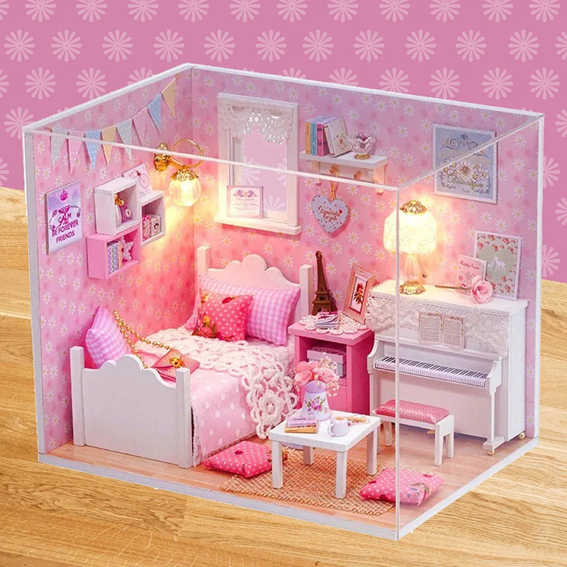 

1:32 Scale Wooden Handmade Dollhouse Miniature Cute Room Dream House DIY Kit W15