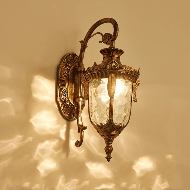 SANDIY Outdoor Wall Light Fixtures Retro Porch Lamp Exterior Nighting Sconce for House Front Door Garage Patio Bronze+Glass E27 sandiy vintage outdoor wall light antique porch lamp retro wall sconce for villa patio aisle courtyard exterior lighting e27 e26