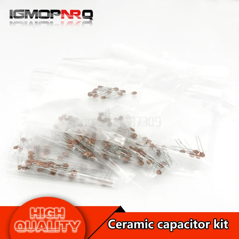 

30 values*10pcs 300pcs Ceramic capacitor 2PF-0.1UF component diy samples kit 2PF 3PF 5PF 10PF 15PF 22PF 30PF 33PF 100NF etc.