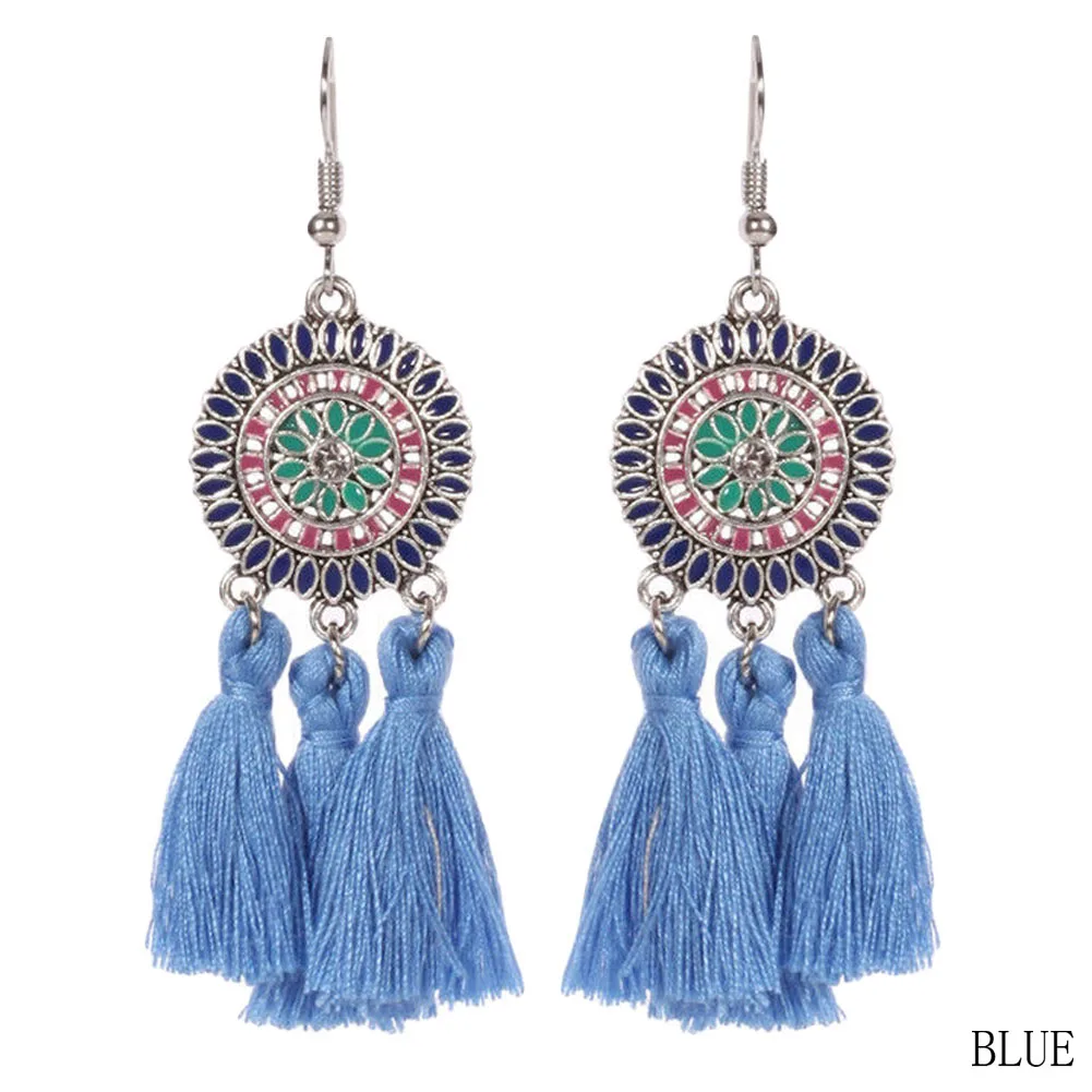 6 Colors Long Colorful Tassel Earrings Fashion Jewelry Bohemian