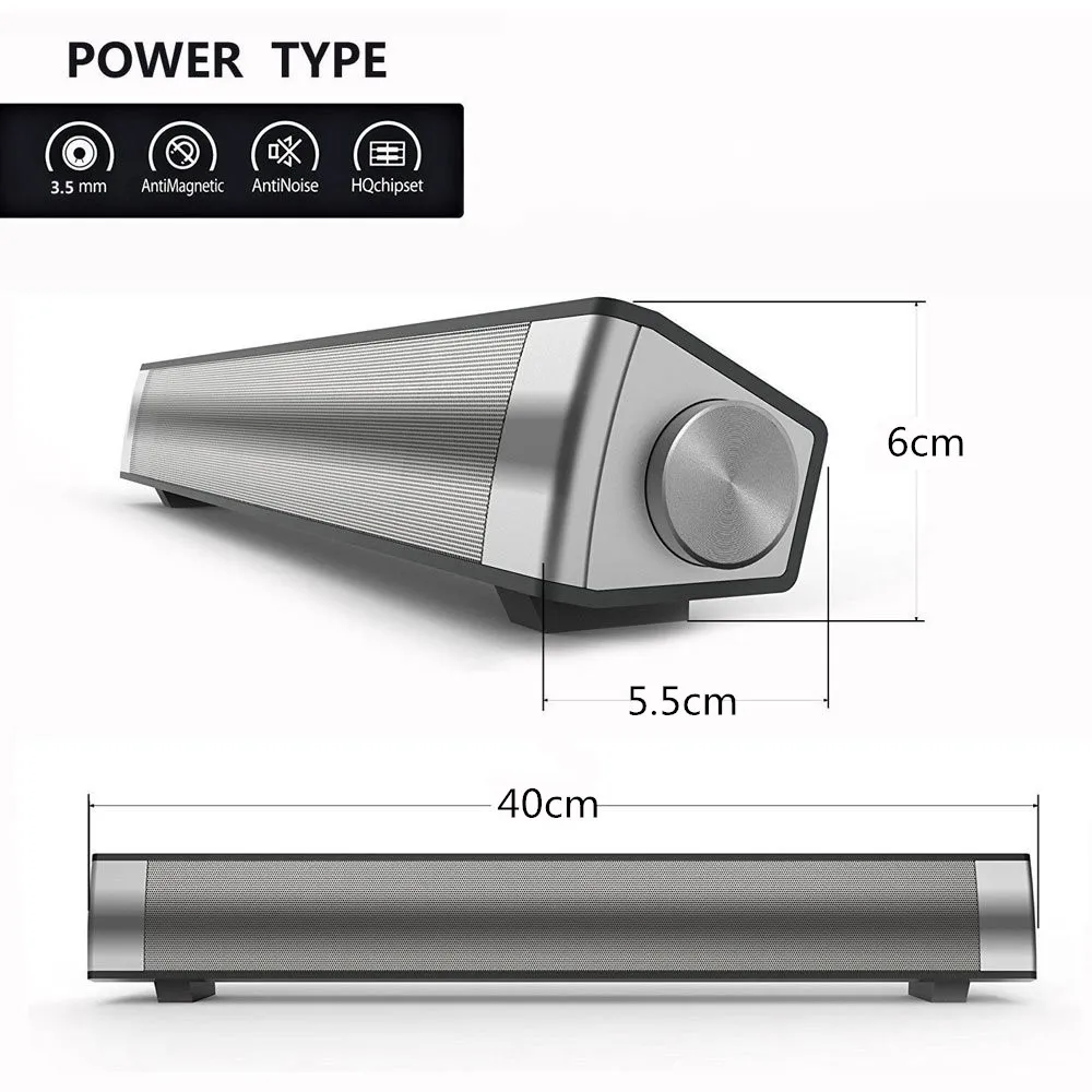 HYASIA Bluetooth Soundbar Stereo Loudspeaker Wireless Speaker TV Sound bar PC Home Theater Sound System Acoustic Support TF AUX