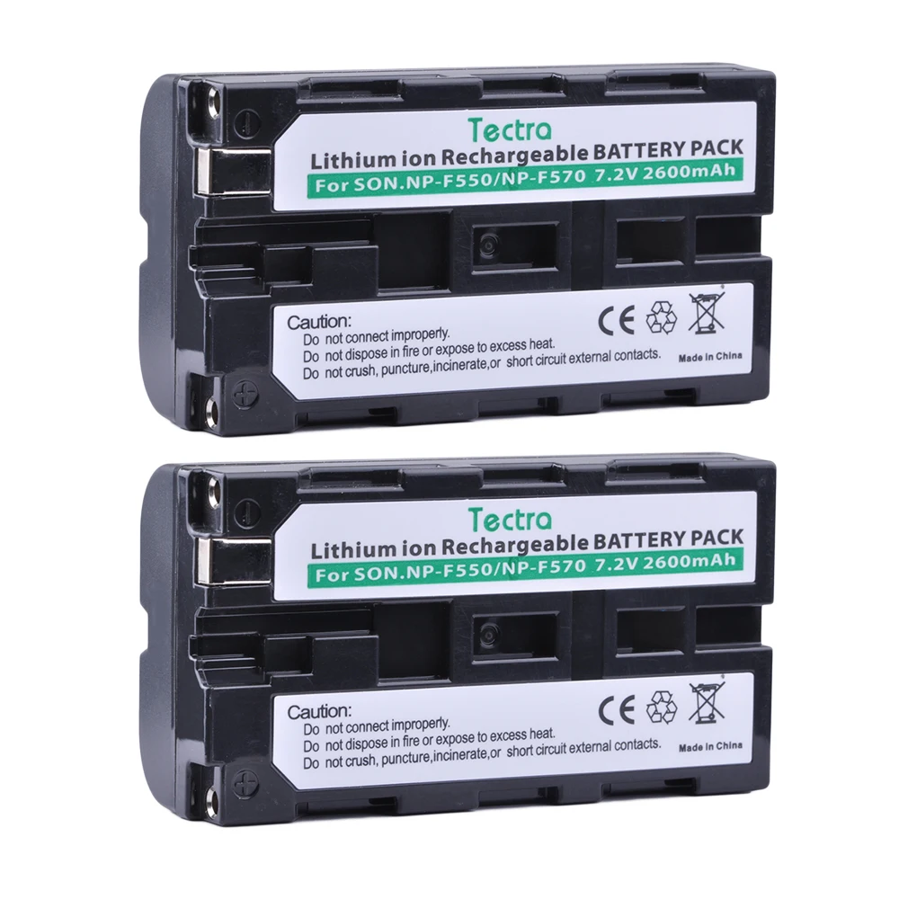 

Tectra 2600mAh 2PCS NP-F550 NPF550 NP-F570 Battery for Sony CCD-TR3000 CCD-TRV85 DCR-VX2000 CCD-TR3300 NPF570 NP F550 Battery