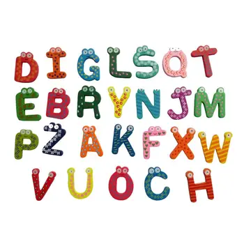 

26 Letters Wooden Cartoon Fridge Magnet kid Baby Educational Toy Gift drop shipping New Hot Sale