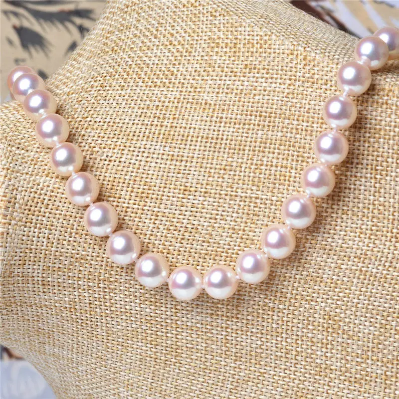 

gorgeous 8-8.5mm Japanese Akoya white pearl necklace 18inch 14k