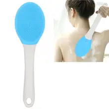 Скраб для ухода за телом 2 цвета Электрический силиконовый обратная Кисть Силиконовая фигурка щетка с длинной ручкой щетка для душа