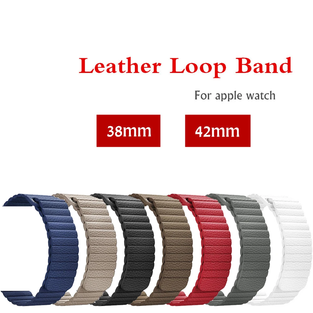 

Leather loop strap For apple watch 4 band correa 3/2/1 iWatch 42mm 38mm 44mm 40mm watchband Magnetic Closure wrist accessories
