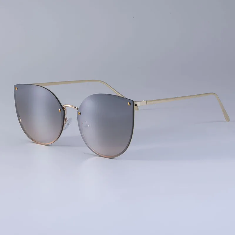 Роскошные солнцезащитные очки "кошачий глаз" для мужчин и женщин, серебристые зеркальные модные очки UV400, винтажные очки 49010