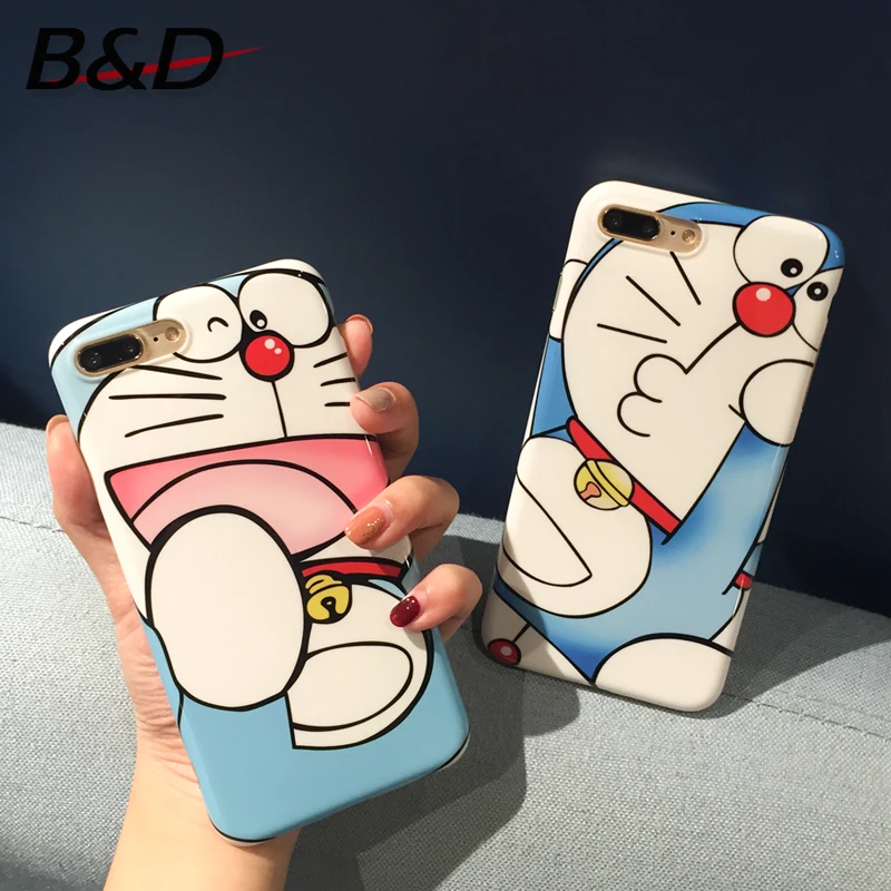 Cute Doraemon Japan Cartoon Patterned Phone Case For Iphone 7 6S Plus Lovely Elephant Soft Glossy Silicon TPU Cover |