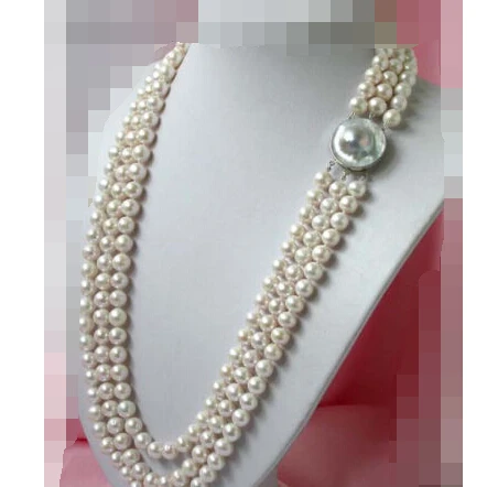 

000151 white round freshwater pearl Necklace hope pearl silver
