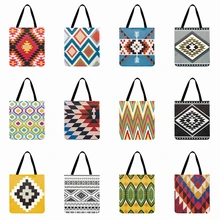 Ladies Shoulder Bag Abstract Geometry Art Printed Tote Bag For Women Outdoor Beach Bag Reusable Shopping Bag Daily Hand Bag