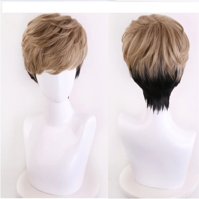 

Killing Stalking Cosplay Two Tone Costume Wig Short Undercut Hair SangWoo Short Linen Black Ombre Cosplay Costume Wig