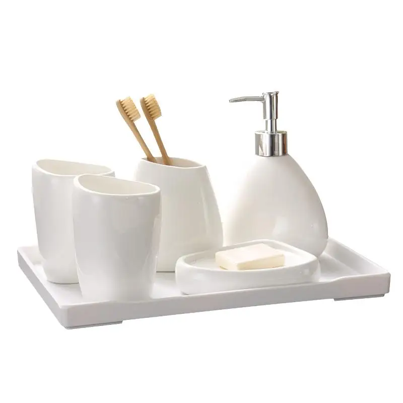 Simple dumb white ceramic Bathroom Accessories Set of bathroom six sets of wash sets bathroom suite Ceramic wash supplies Simple dumb white ceramic Bathroom Accessories Set of bathroom six sets of wash sets bathroom suite Ceramic wash supplies