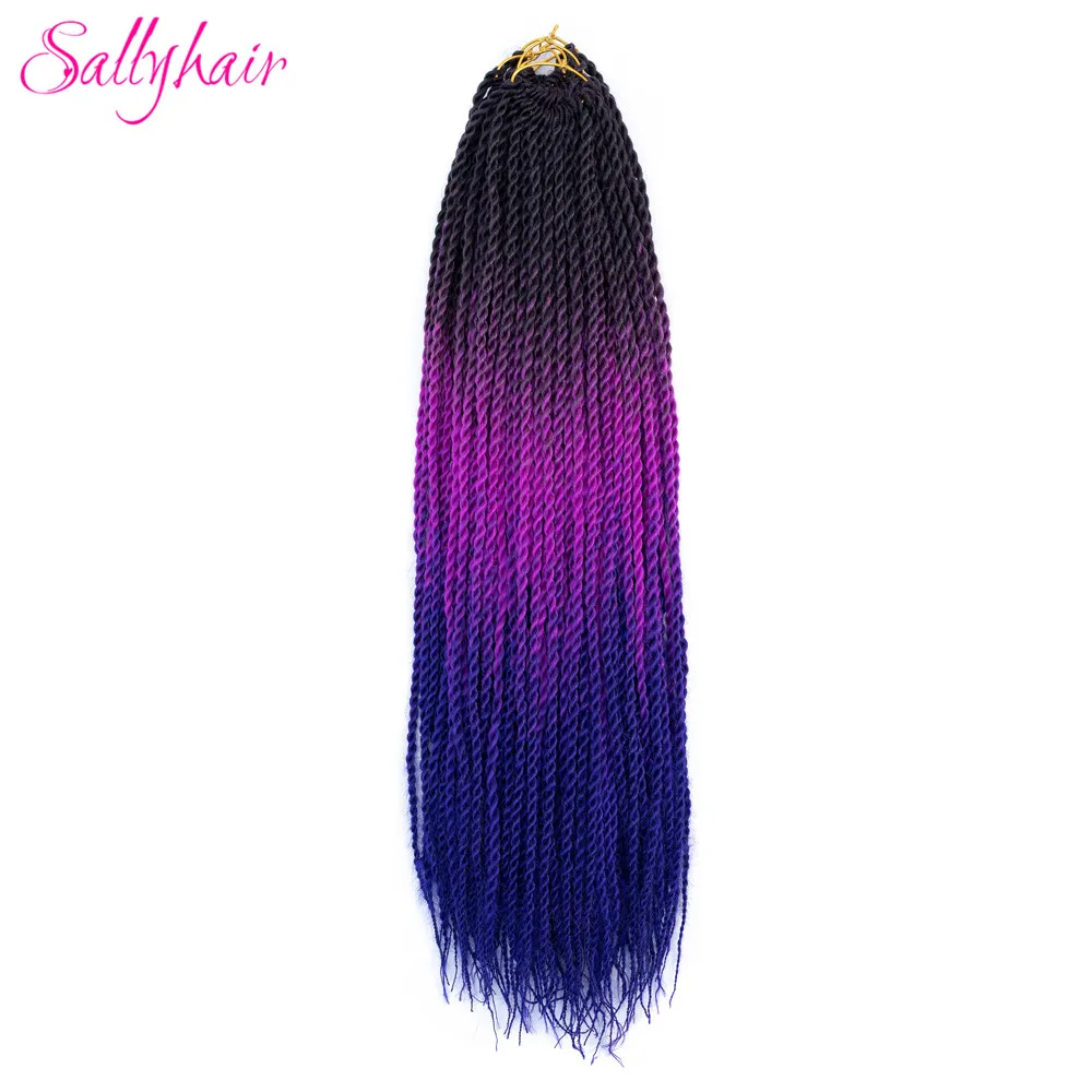 Sallyhair, 24 дюйма, 20 прядей, сенегалы, закрученные, вязанные косички, волосы для наращивания, высокая температура, синтетические, вязанные, плетенные волосы - Цвет: 1B/27HL