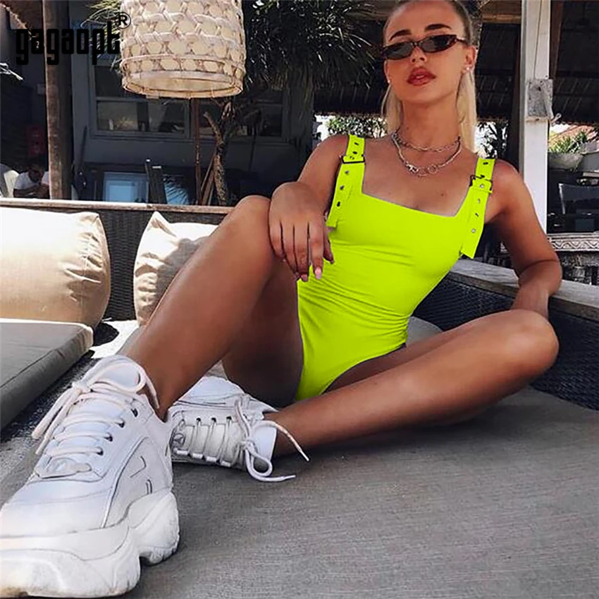 Gagaopt مثير ارتداءها المرأة ساحة الموضة طوق قابل للتعديل حزام نحيل أكمام ارتداءها الأسود ارتداءها بذلة وزرة