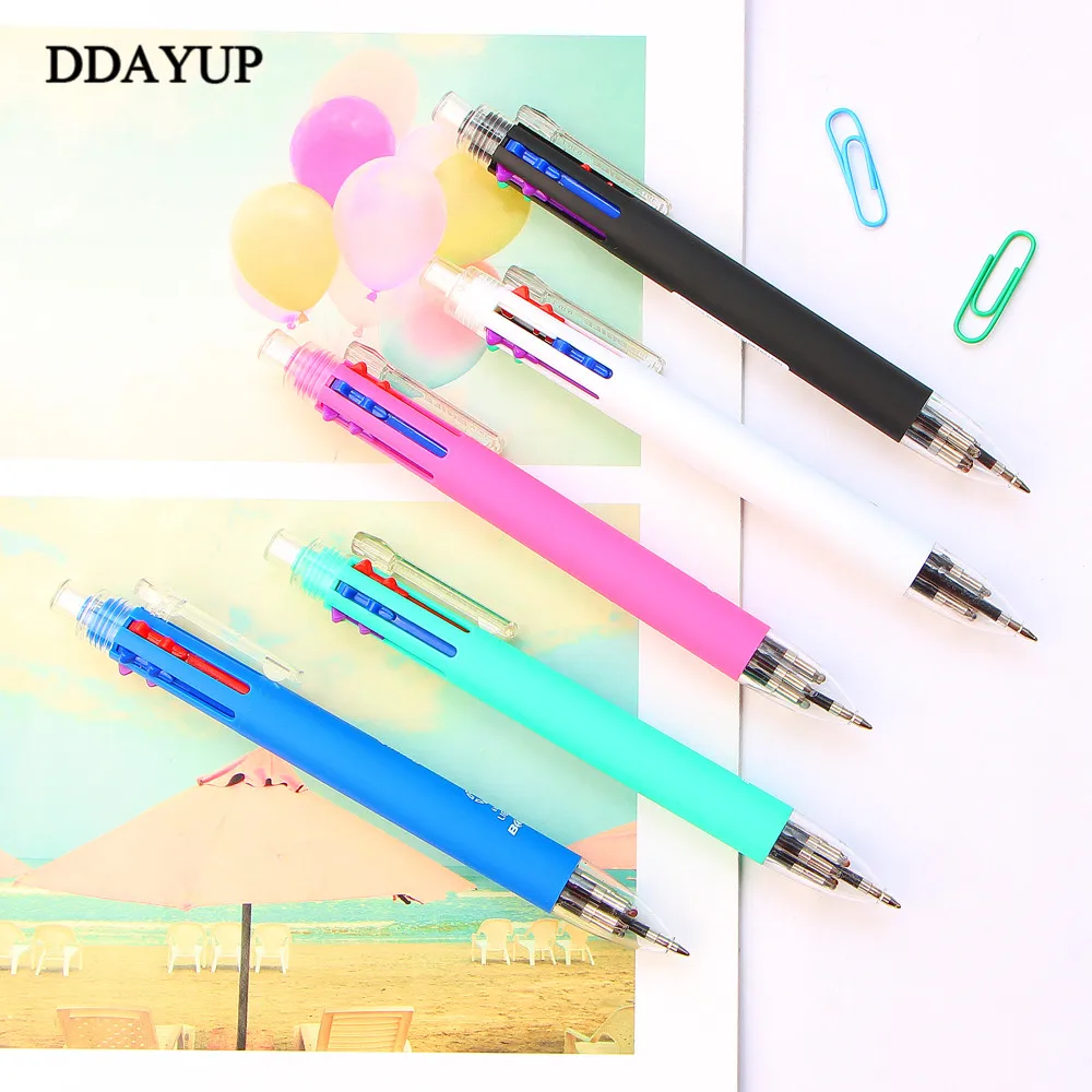 

6 in 1 Multicolor Ballpoint Pen Include 5 Colors Ball Pen 1 Automatic Pencil Top Eraser for Marking Writing Office School Supply