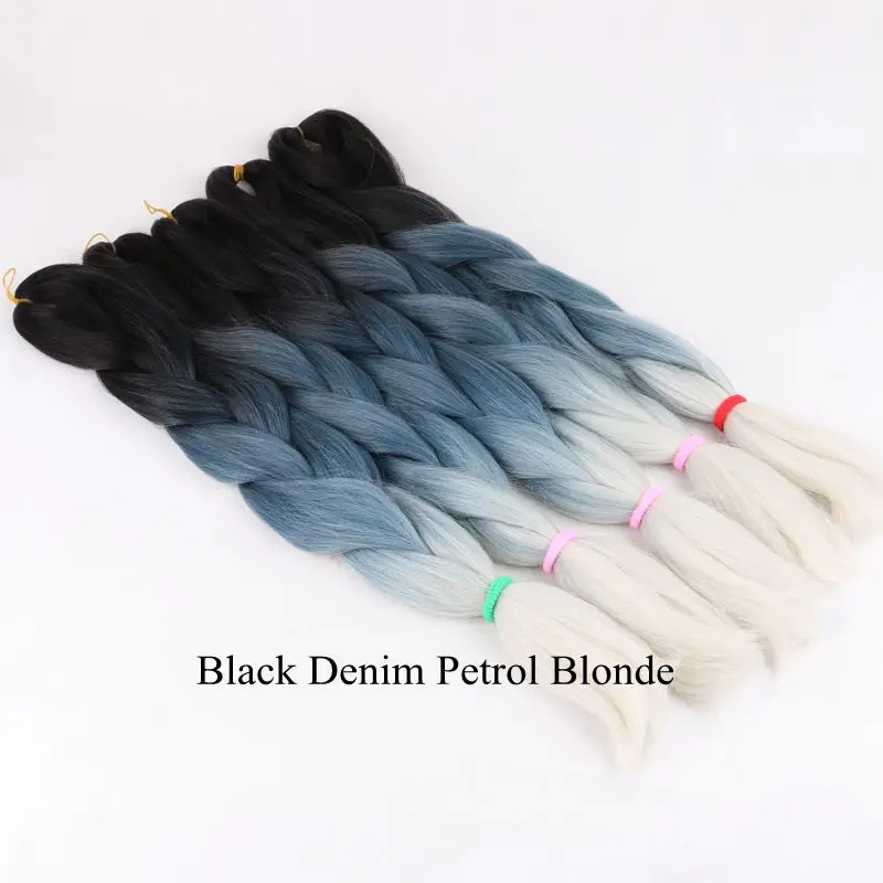 Роскошные четыре плетения 2 3 4 тона радужные цветные вязанные косички волос 2"(60 см) 100 г/шт. синтетические Омбре огромные косички волос - Цвет: # Серый
