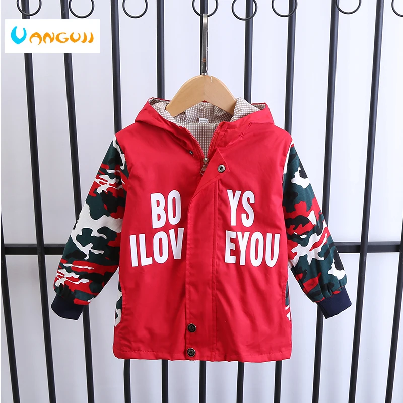 boys jacket camouflage stitching hoodie clothing Spring summer fashion