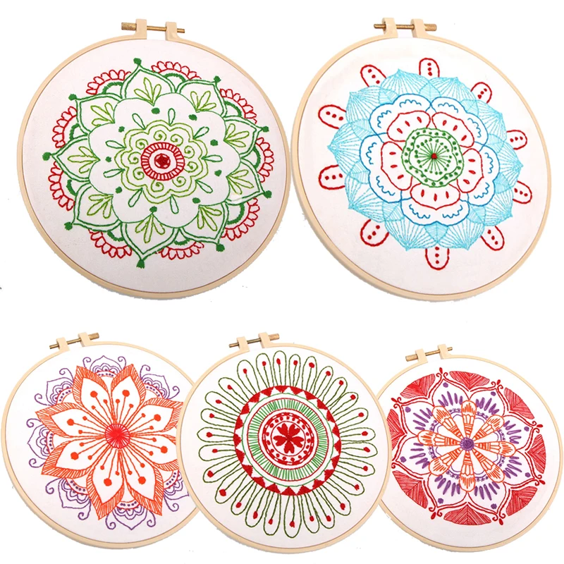 

DIY Embroidery Kit for Beginner Flower Printed Needlework Cross Stitch Sets Colorful Flowers Swing Painting Wall Art Home Decor