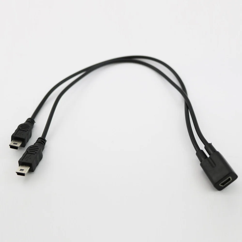 Mini USB 2.0 femelle à 2 Mini USB mâle séparateur général Y rallonge chargeur adaptateur câble 30cm Mini USB séparateur câble 1.2A-1.5A ► Photo 2/6
