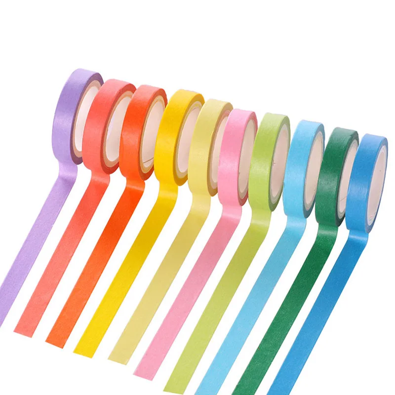 

Adhesive Printing Office School Supplies Sticky Paper Tape 10 Pcs Adhesives Tapes Rainbow Solid Color DIY Scrapbooking Decor