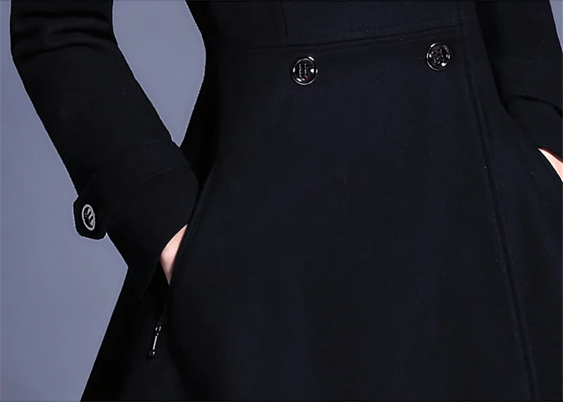 Женское шерстяное пальто, новинка, стоячий воротник, двубортный кашемировый пиджак, Элегантная модная женская тонкая куртка размера плюс, верхняя одежда